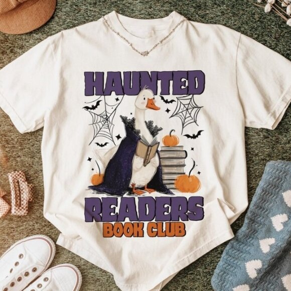 Book Lover Shirt, Haunted Readers Book Club Shirt - Picture 1 of 3